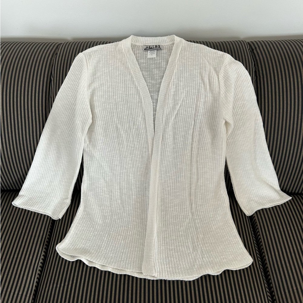 Knit White XL Made in USA Lightweight Open Cardigan 212 New York Spring Summer